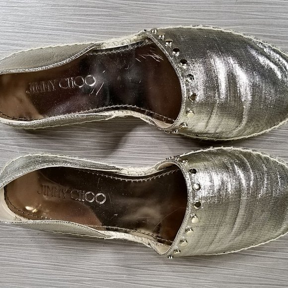 Jimmy Choo Dreya Studded d'Orsay Espadrille Flat, Gold, Womens Size 6.5 / 36.5 - Picture 8 of 11